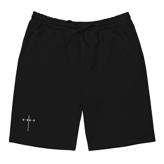Embroidered Dumbbell Cross Men's fleece shorts